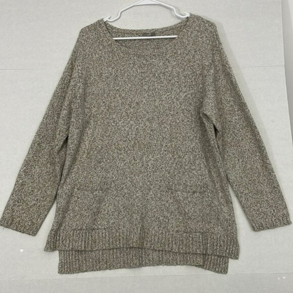 J. Jill Sweater with Pockets, Split High Low Hem, Beige / Tan, Large - Picture 1 of 9